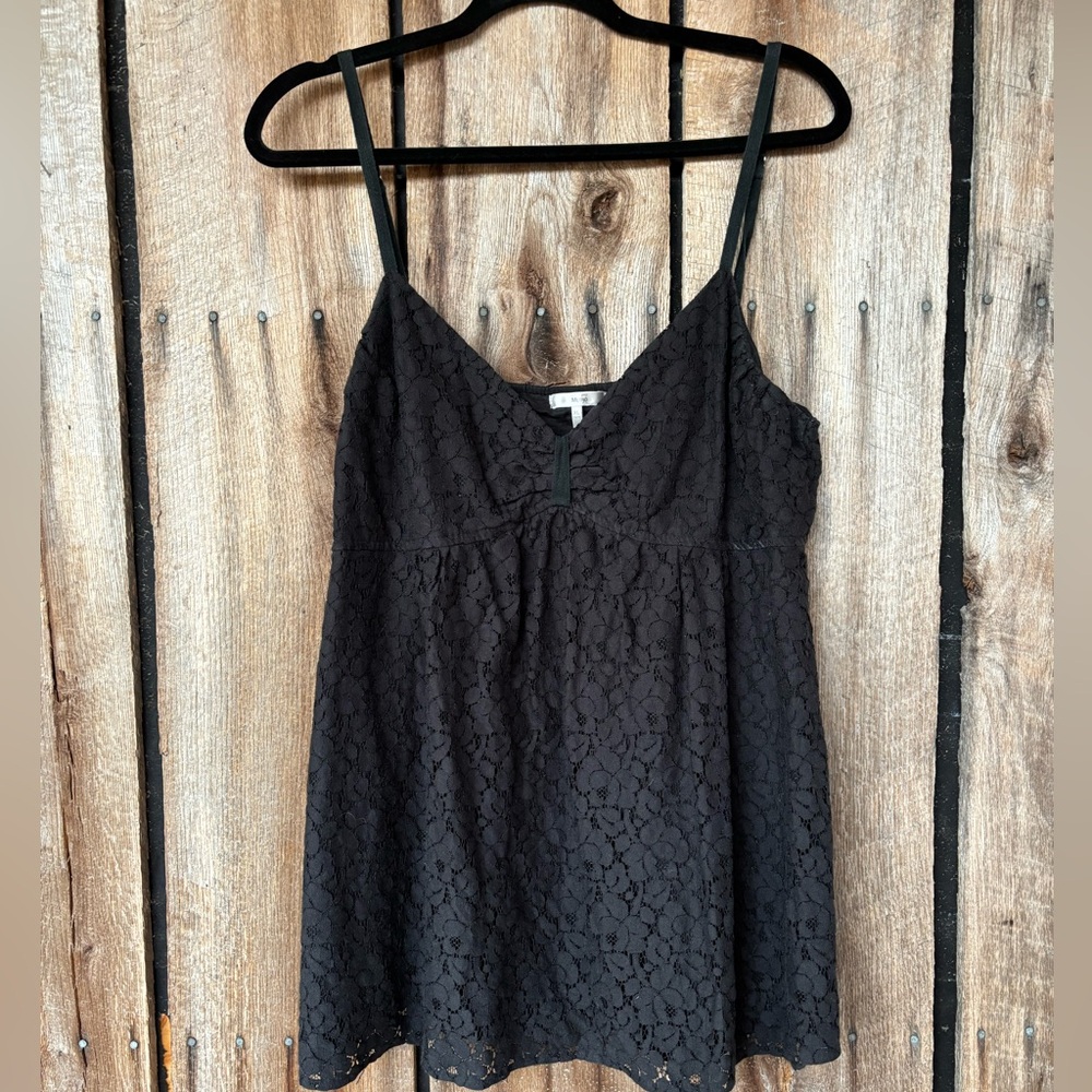 Metro 7‎ Black Floral Lace Cami Tank Top XL (16/18) Lined Cottagecore Boho Goth - Picture 2 of 7